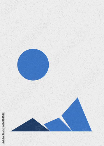 Geometric Mountains silhouette landscape art poster illustration