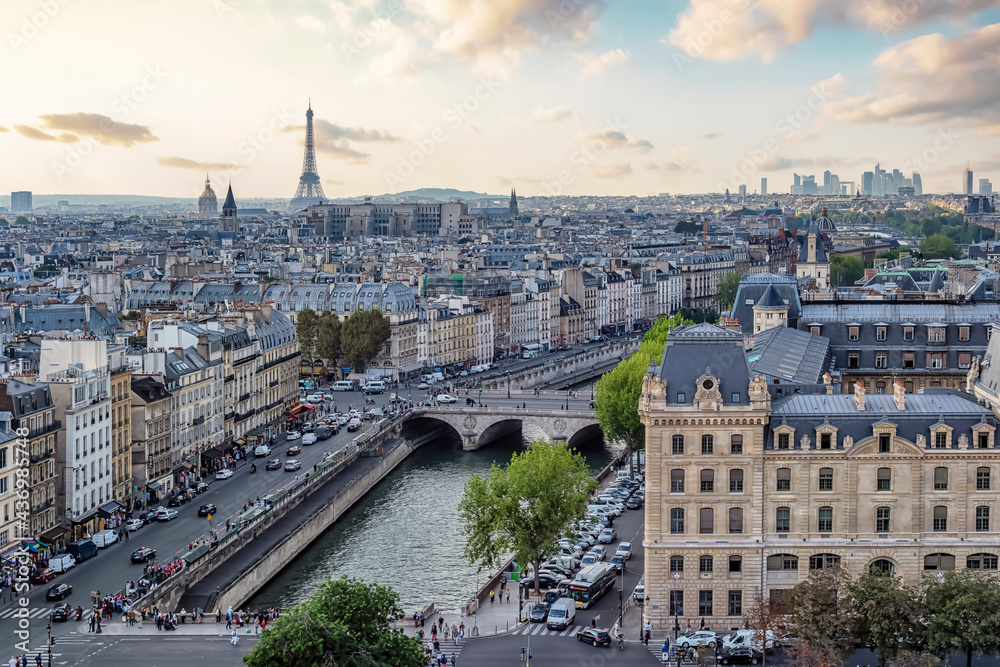 Paris city panorama in the daytime