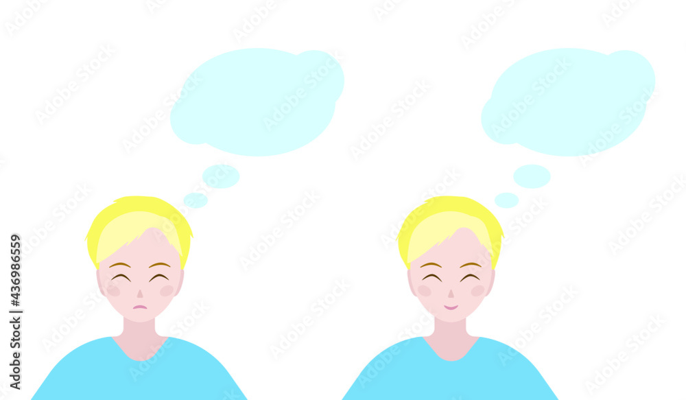 Set - a sad and cheerful boy, thinking about something. Set - a sad and cheerful boy, thinking about something.