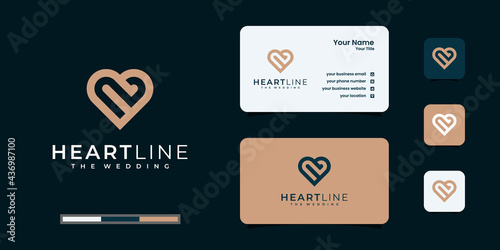 Creative love natural or heart logo design template. white line art style. logo and business card design.