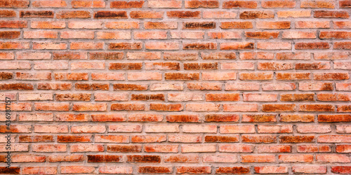 Old brick texture details background. House, shop, cafe and office design backdrop. Grunge brickwork wall and copy space.