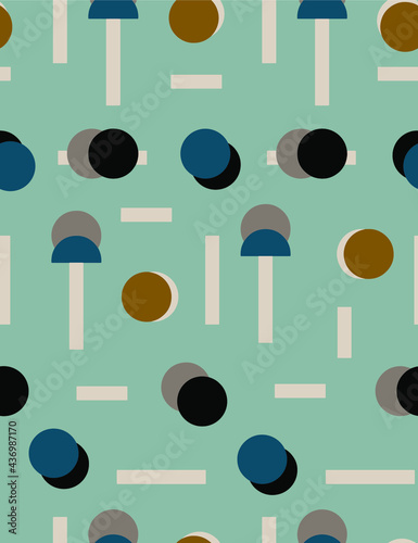 Abstract Art Deco Dots and Strokes Seamless Vector Pattern Isolated Background 