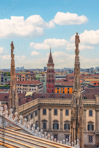 The architecture of the cathedral of Milan, Italy