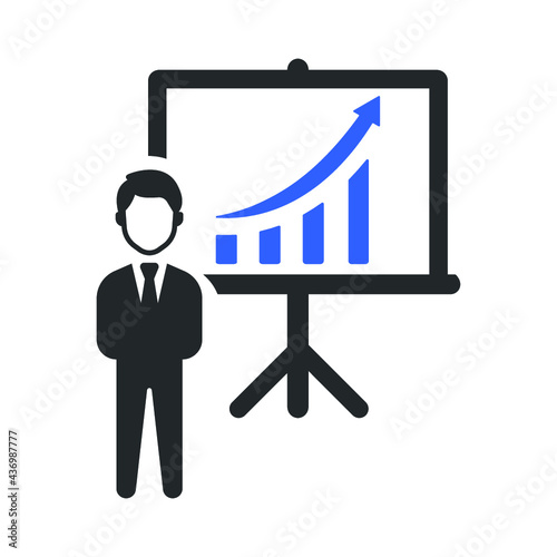 businessman presenting growth chart on whiteboard clip art preview