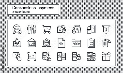Contactless payment and delivery xstar icon set