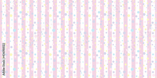Stripes and dots pastel pink seamless repeat pattern background