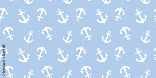 Blue and white anchor seamless repeat pattern background