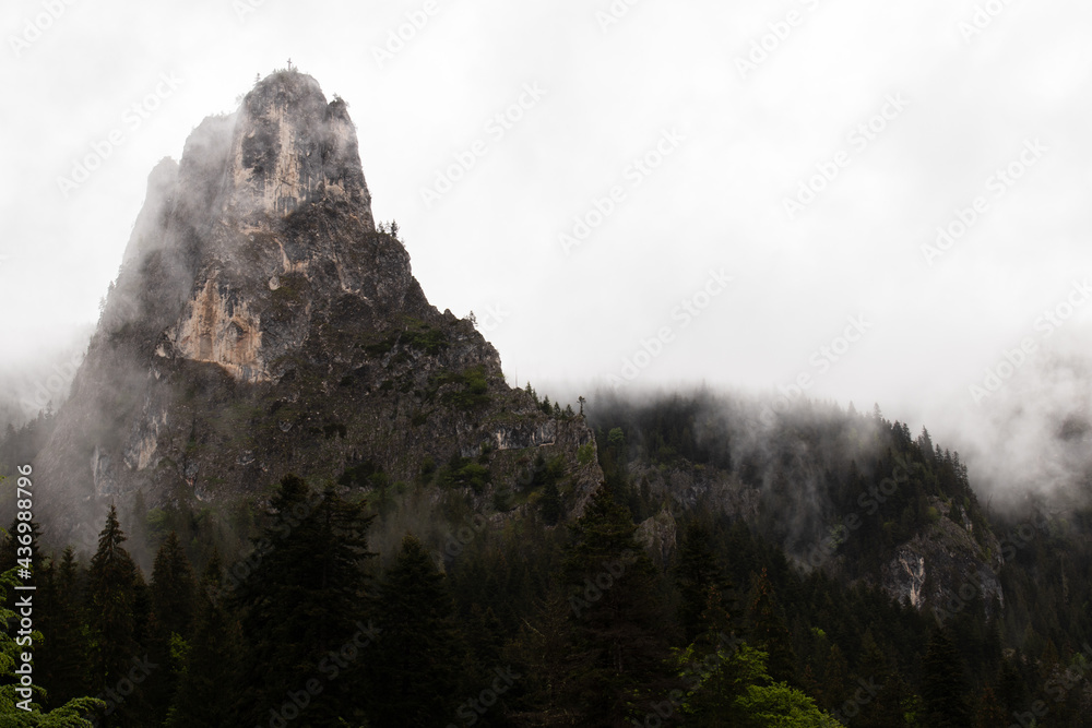 Fog in the mountains. Carpathian mountains. Dramatic unusual scene. Fog in the mountains. Carpathian mountains. Dramatic unusual scene.