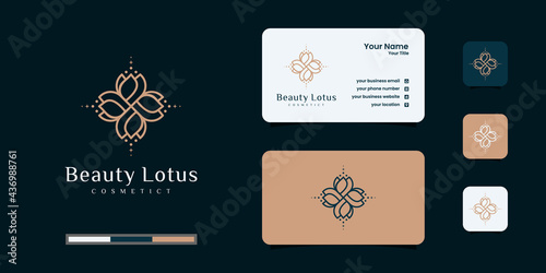 Flower logo design with line art style. logos can be used for spa  beauty salon  decoration  boutique. 
