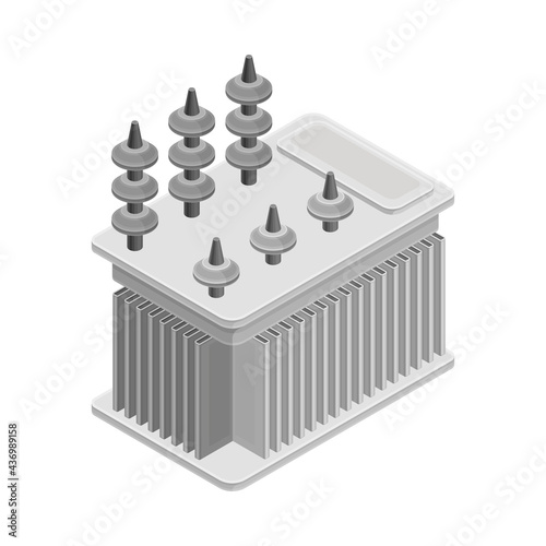 Voltage Transformer as Electric Power Object Isometric Vector Illustration