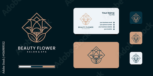 Lotus flower logo icon. linear style