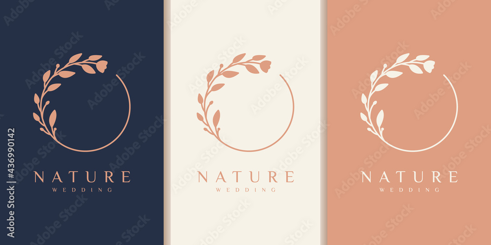 Rose flower logo with circle badge template