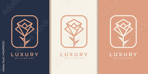 Flower logo design with line art style. logos can be used for spa, beauty salon, decoration, boutique.