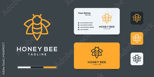 Honey bee logo with modern line art style