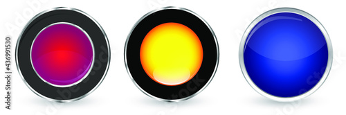 Set of colorful round buttons for website or app. Vector  