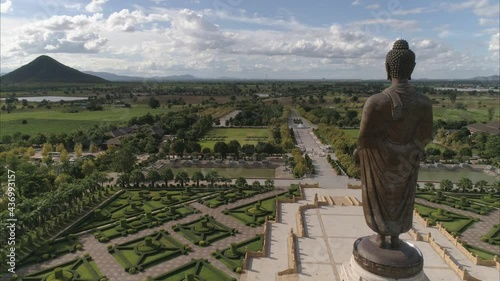 Wat Thipsukhontharam aerial view in Kanchanaburi Thailand photo