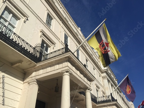 Brunei and ASEAN flags on the embassy of Brunei in London 