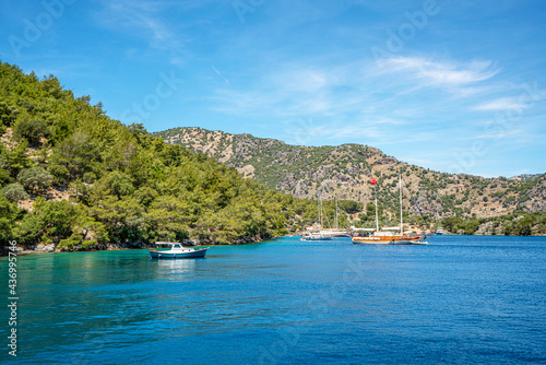 Fototapeta Naklejka Na Ścianę i Meble -  Gocek is famous for its natural beauty and crystal clear sea among the sailors not only in Turkey but also abroad, is surrounded by 12 islands in Turkey