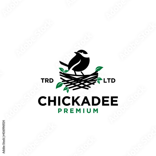 chickdae bird nest vintage logo icon illustration Premium Vector