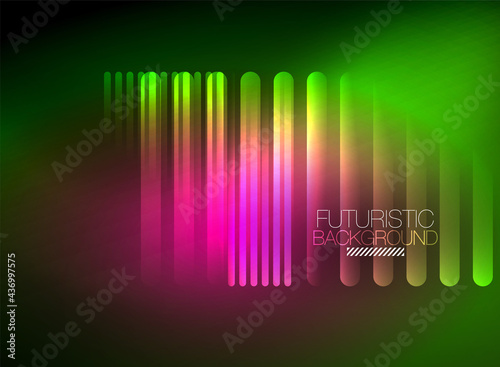 Bright neon color techno abstract background  shiny glowing neon lines in the dark background