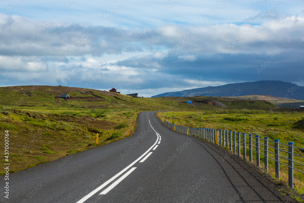 Beautiful view empty road at westfjords in Iceland, The Westfjords is the northwest part of Iceland.  It is the place that offers the most spectacular scenic drive in the country 