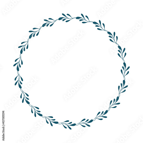 Natural vector frame. Contour linear branch template