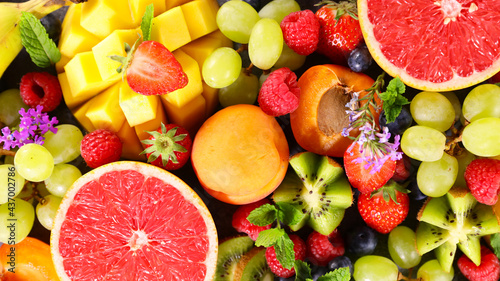 assorted of healthy fruits and berries background