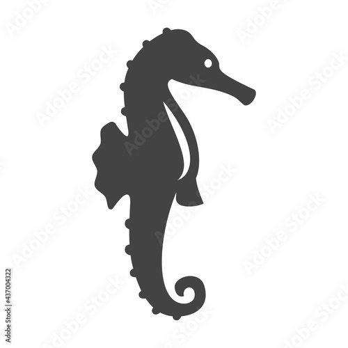 Monochrome sea horse icon vector flat illustration logotype of seahorse wild underwater animal