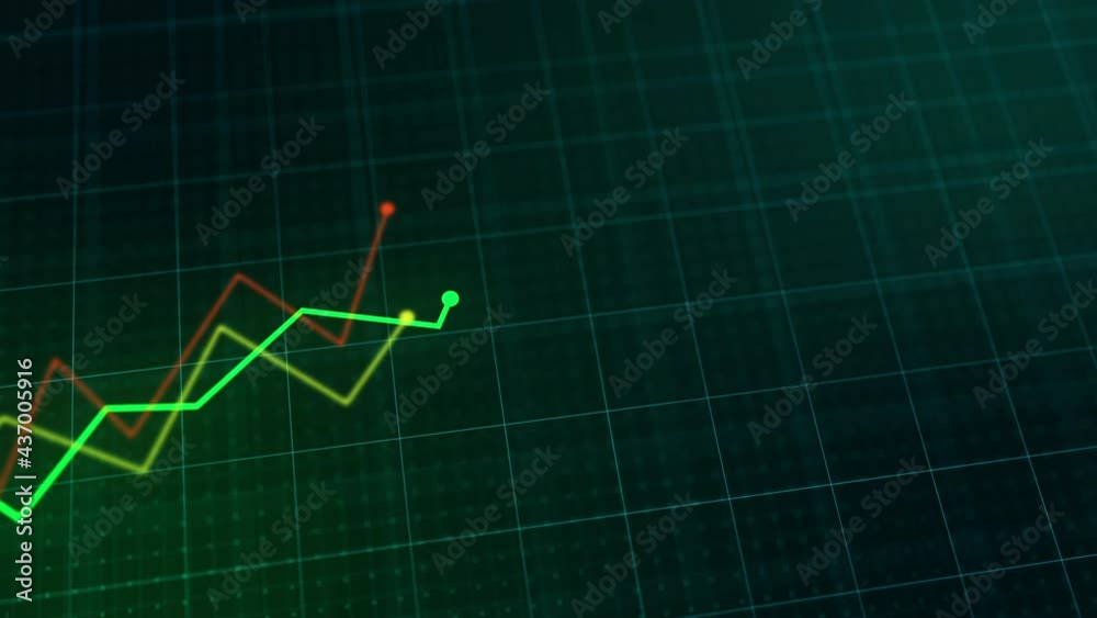 Business competition concept with line charts growing animation. Technology electronic style motion graphics animation with depth of field