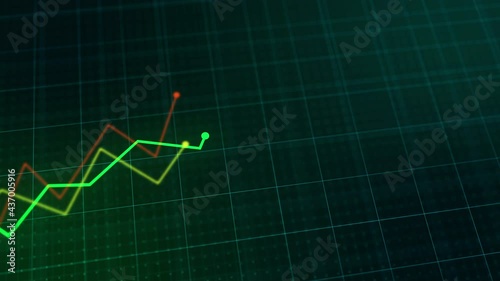 Business competition concept with line charts growing animation. Technology electronic style motion graphics animation with depth of field