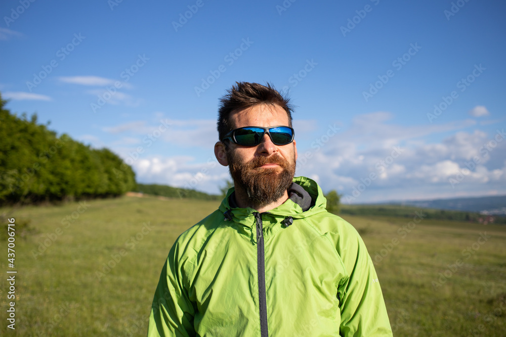 man portrait in summer field man portrait in summer field