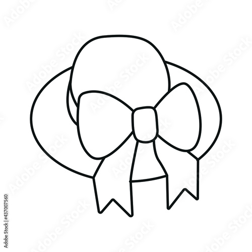 Sunhat with a bow line icon vector