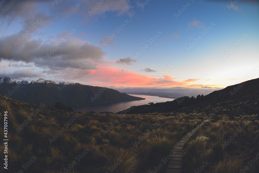 Sunset on Fiordland National Park, Kepler Track - Great Walks, New Zealand