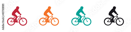 Cyclist Silhouette Icon Set - Vector Illustrations Isolated On White Background © FotoIdee