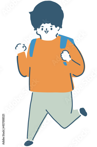 ゆるい線で描いたランドセル姿の男の子