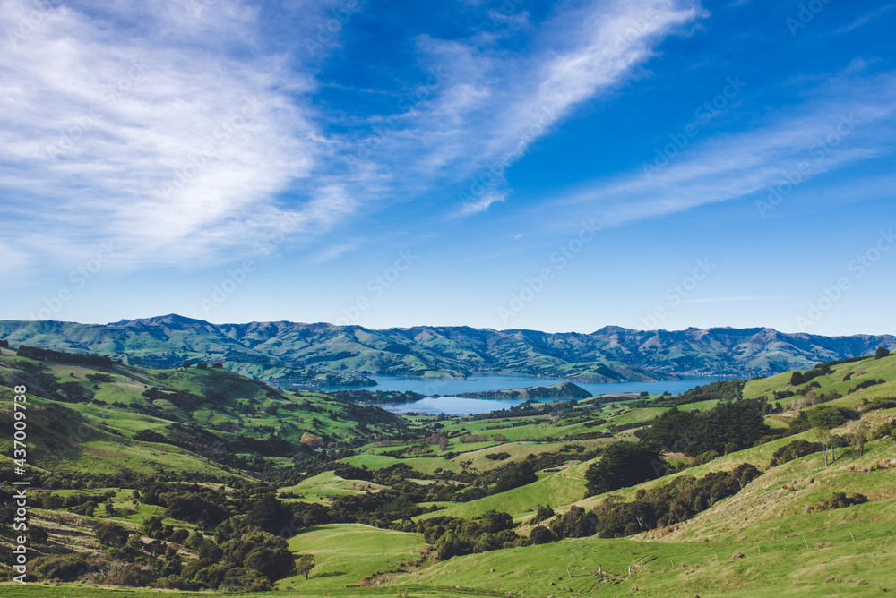 View of Akaroa, Banks Peninsula, New Zealand