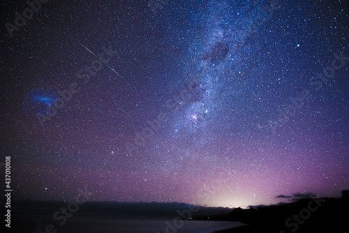 Starry night sky on Kaikoura Coast Track, New Zealand