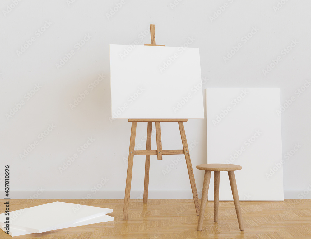 art studio with easel and canvas art studio with easel and canvas