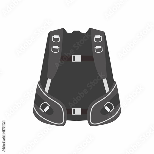 Buoyancy Compensator Devices diver in flat element style isolated on white background.