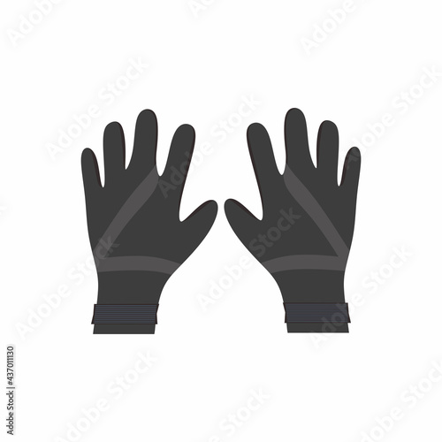 Diver gloves for diving in flat element style isolated on white background.