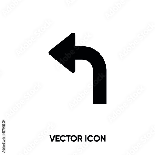 Turn left vector icon. Modern, simple flat vector illustration for website or mobile app.Road sign symbol, logo illustration. Pixel perfect vector graphics