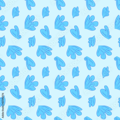 Vector seamless pattern blue leaves, plant. Background illustration, decorative design for fabric or paper. Ornament modern