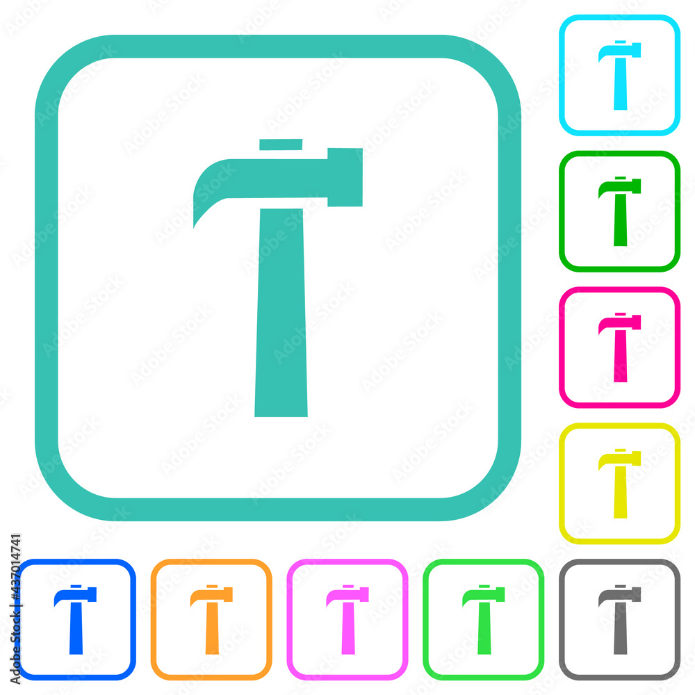 Old hammer vivid colored flat icons Old hammer vivid colored flat icons