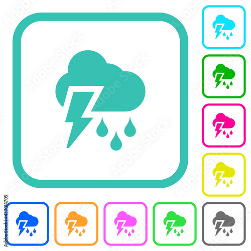 Stormy weather vivid colored flat icons
