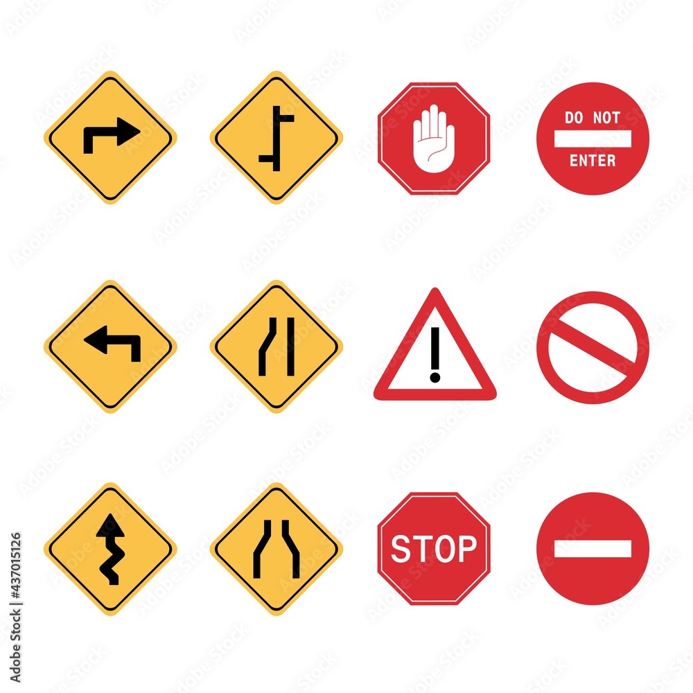 set of warning signs set of warning signs