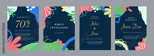 Set of abstract creative artistic templates with spring season concept. Universal cover Designs for Annual Report, Brochures, Flyers, Presentations, Leaflet, Magazine.