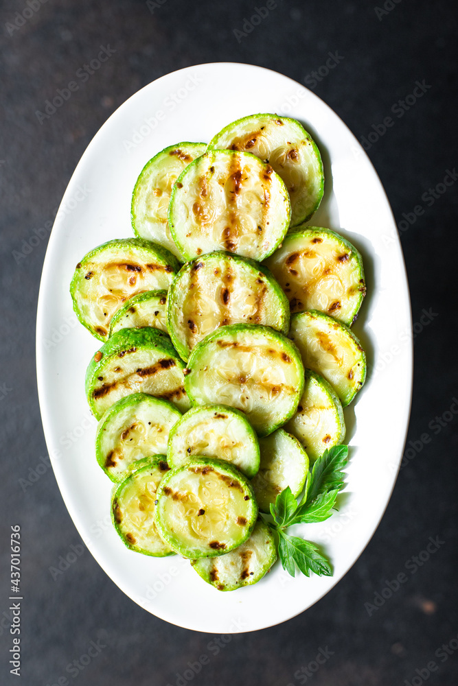 zucchini grilled vegetable appetizer snack on the table veggie vegan or vegetarian healthy food copy space food background rustic top zucchini grilled vegetable appetizer snack on the table veggie vegan or vegetarian healthy food copy space food background rustic top