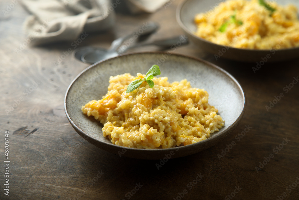 Homemade pumpkin couscous with fresh mint Homemade pumpkin couscous with fresh mint