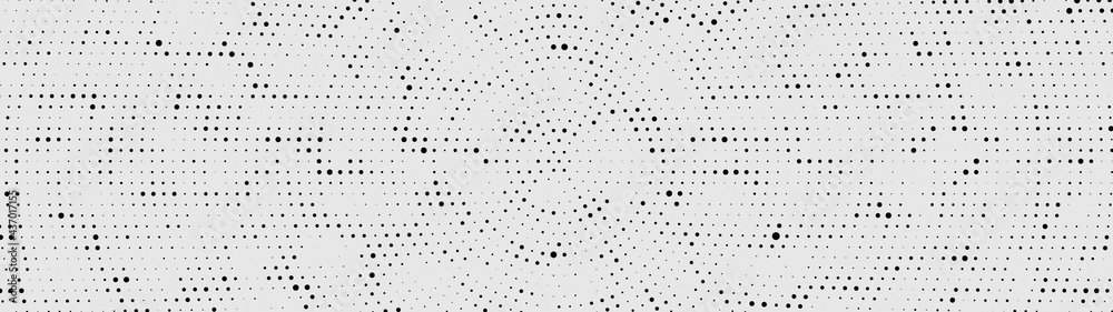 Naklejka premium Cybernetic futuristic background. Big data visualization. Black-white Halftones. Matrix glitch. Vector illustration.