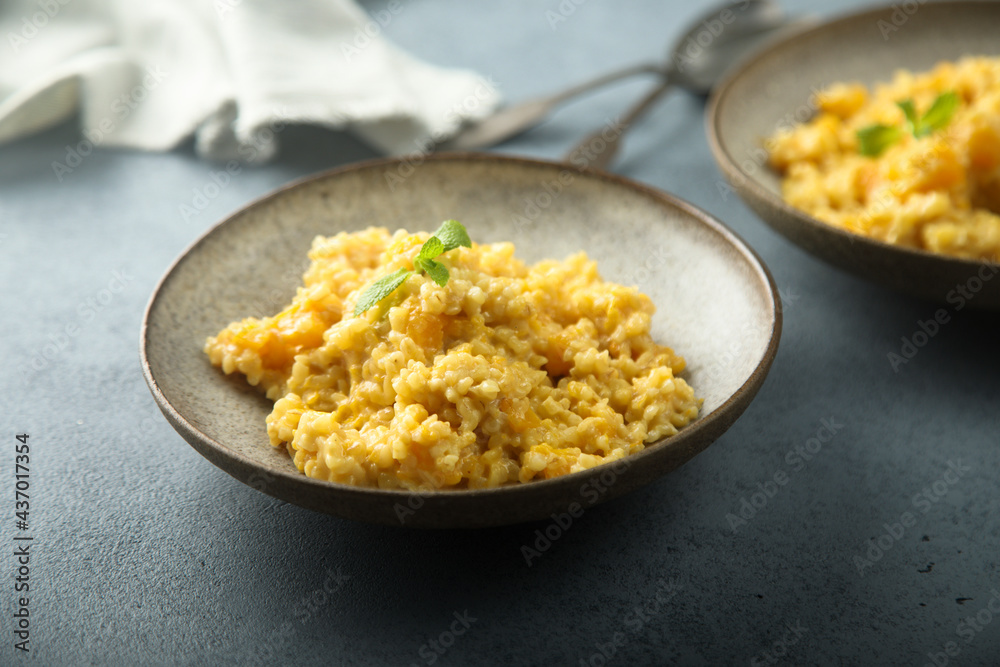 Homemade pumpkin couscous with fresh mint Homemade pumpkin couscous with fresh mint